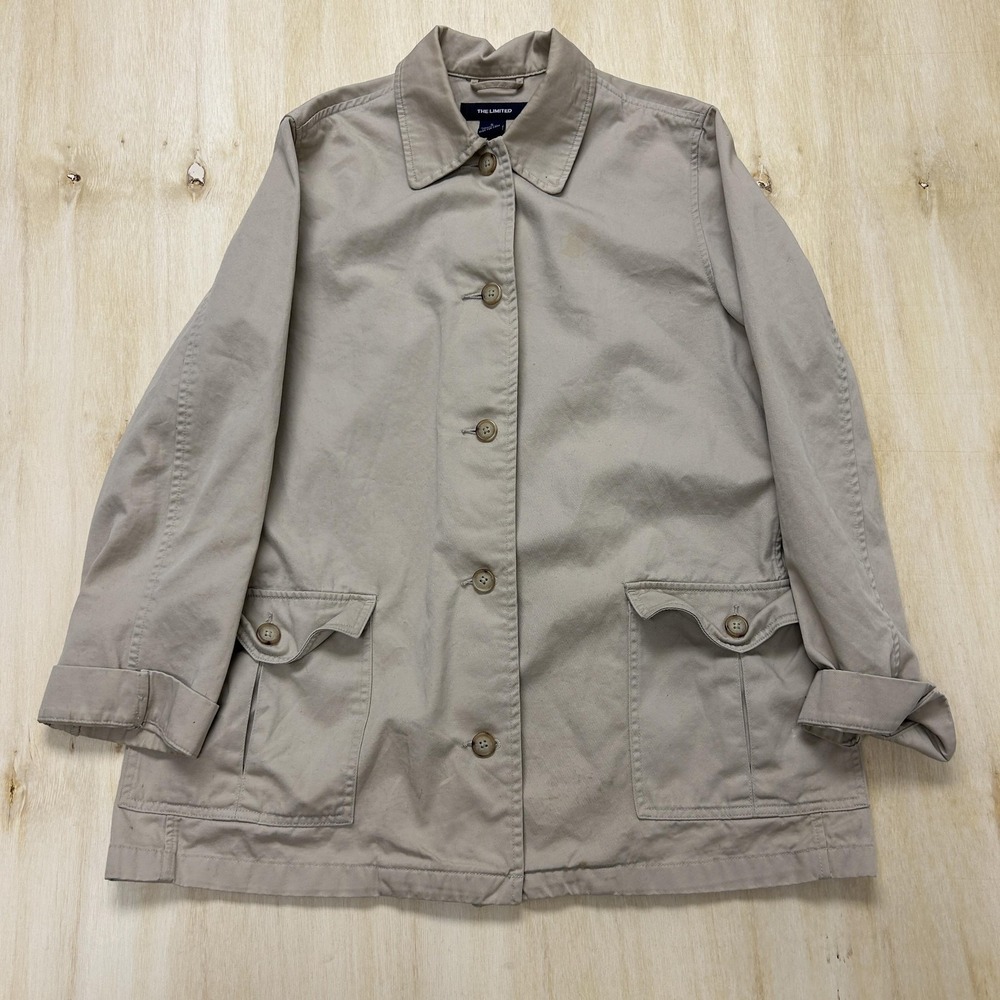 Y2K The Limited Coat Womens Small Beige Cotton Twill Button Front Pockets Casual